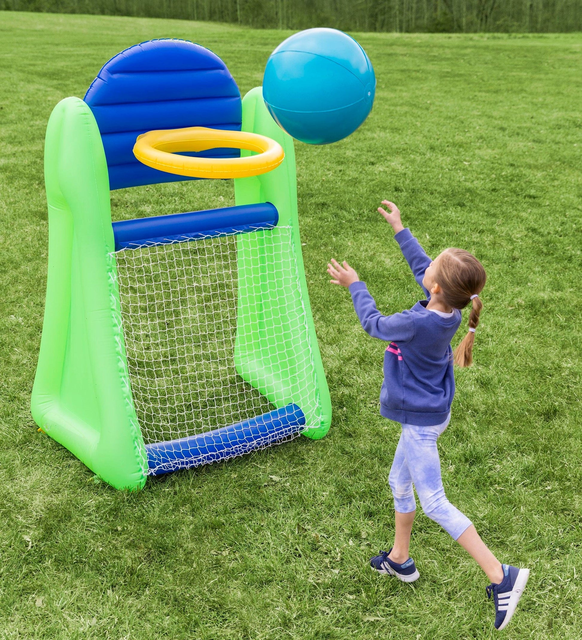 Giant Double-Sided Inflatable Aim 'n Score Basketball and Soccer Game