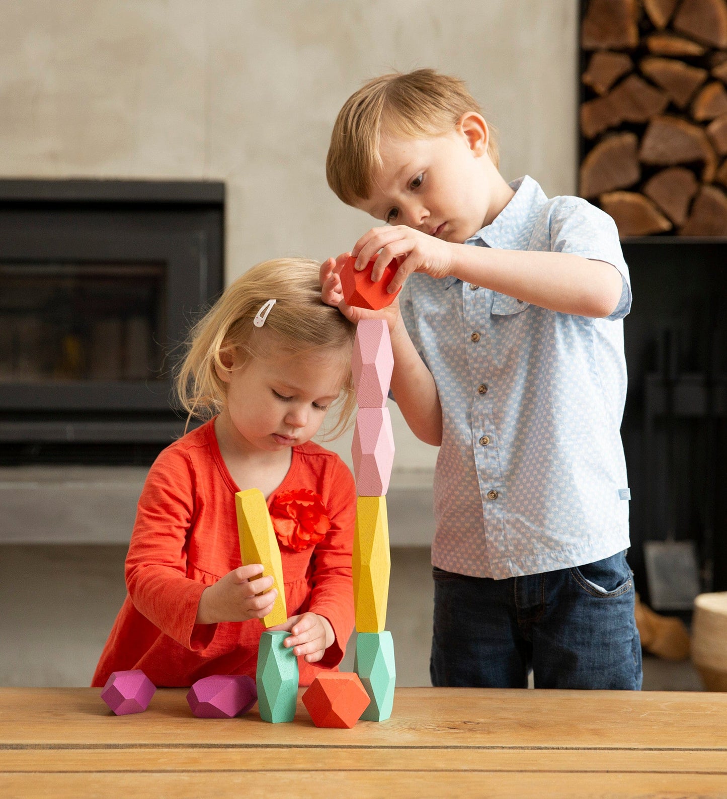 10-Piece Wooden Stacking Stones Play Set