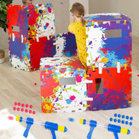 32-Panel Battle Fortress Fantasy Forts Kit Set with 2 Battle Blasters and 24 Balls