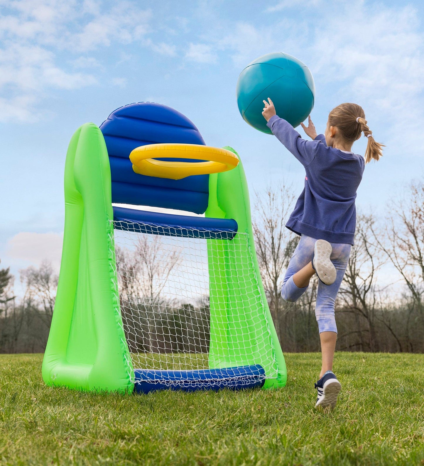 Giant Double-Sided Inflatable Aim 'n Score Basketball and Soccer Game