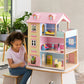 Wooden Dollhouse with Turntable and 35-Piece Furniture Set