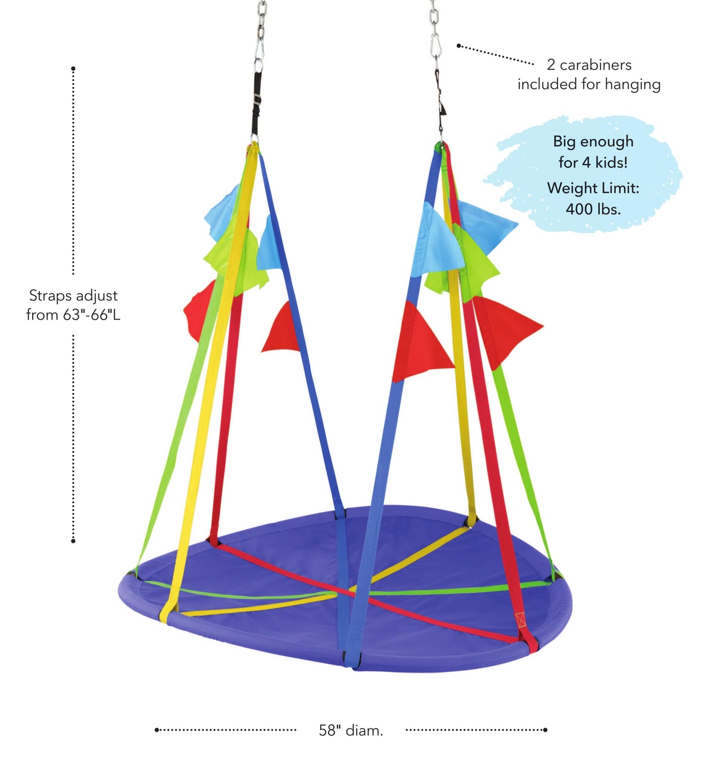 58-Inch Rainbow Flag Round Swing