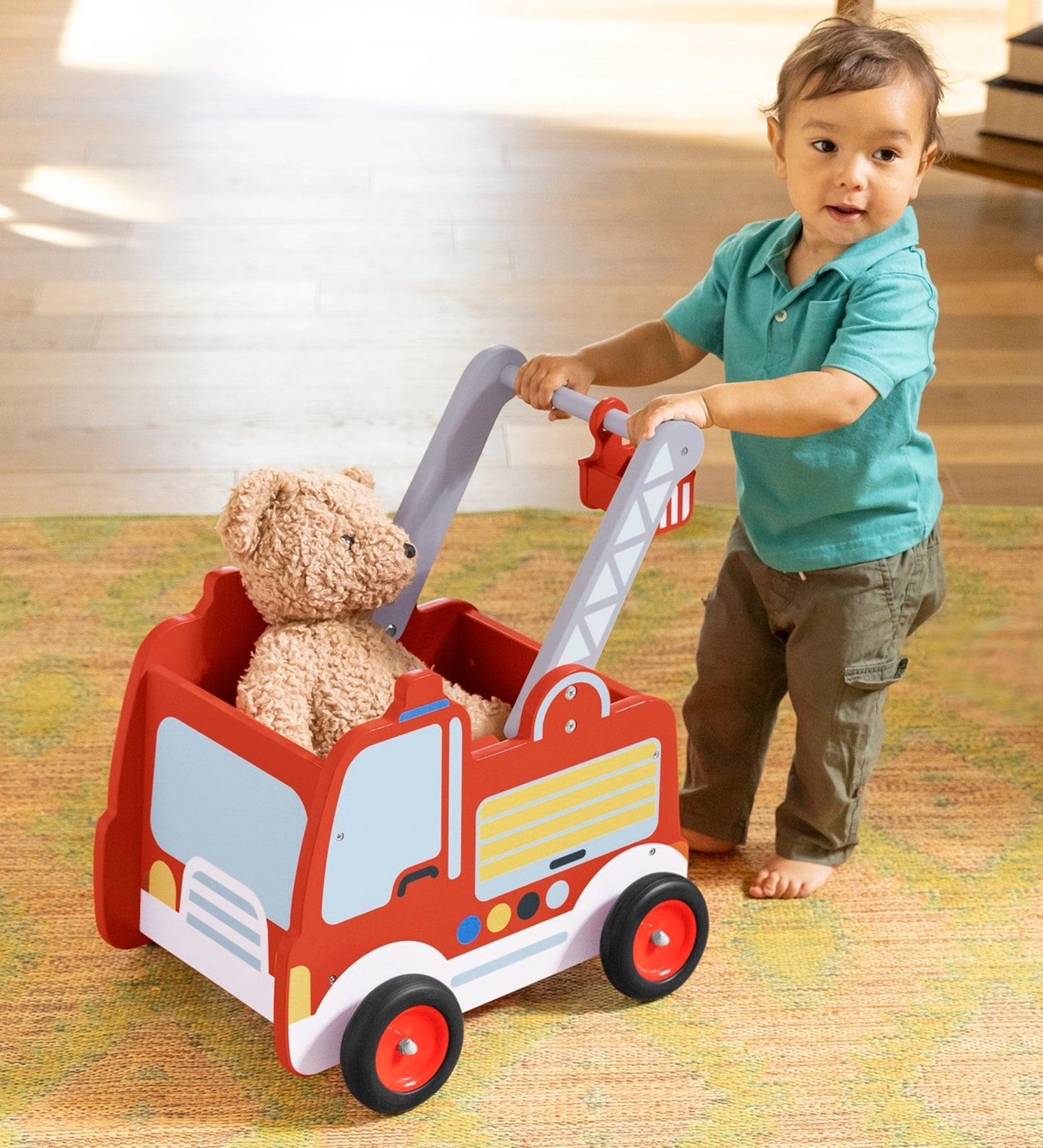 Wooden Fire Truck Walker and Push Toy