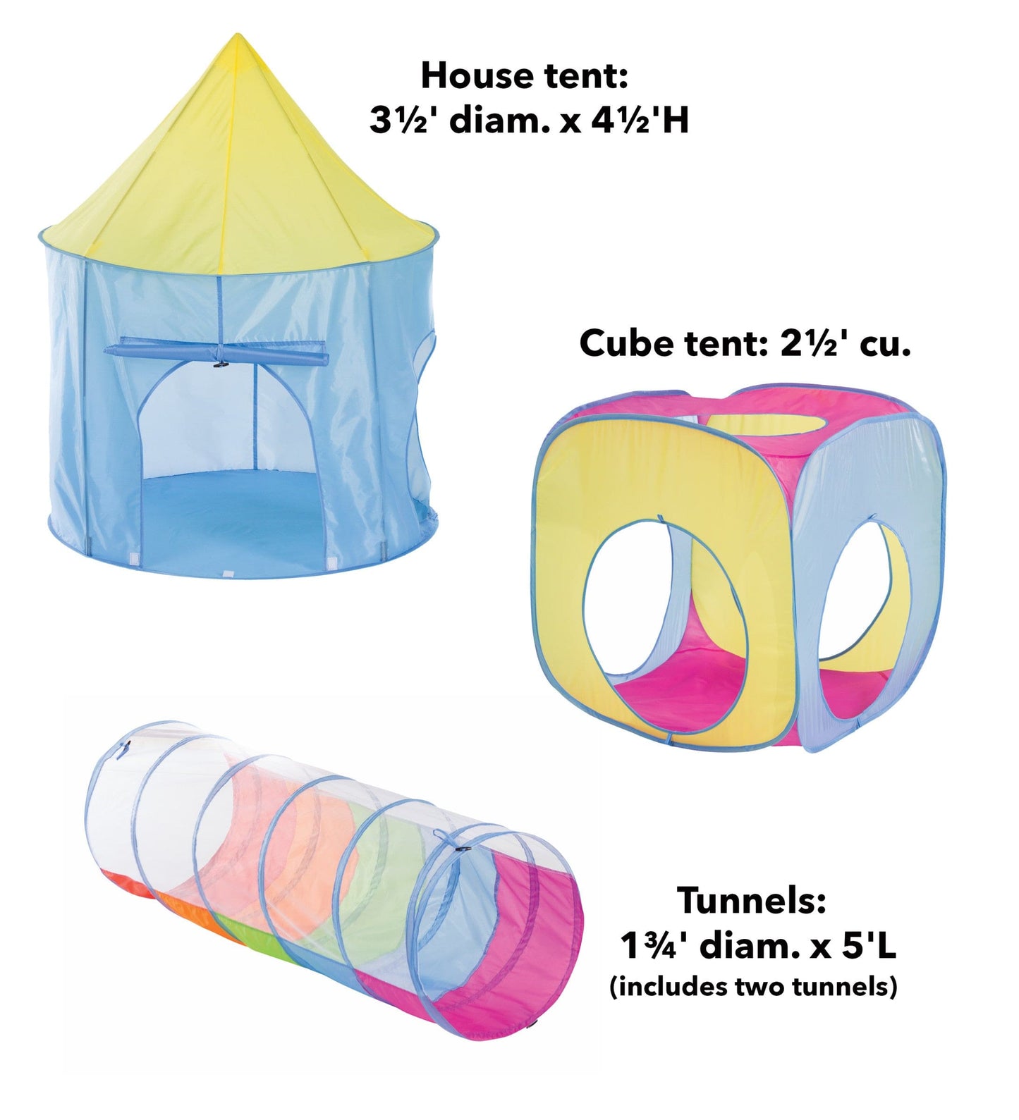 Pop-Up Rainbow Play Tents and Tunnels, Set of 4