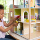 Wooden Dollhouse with Turntable and 35-Piece Furniture Set