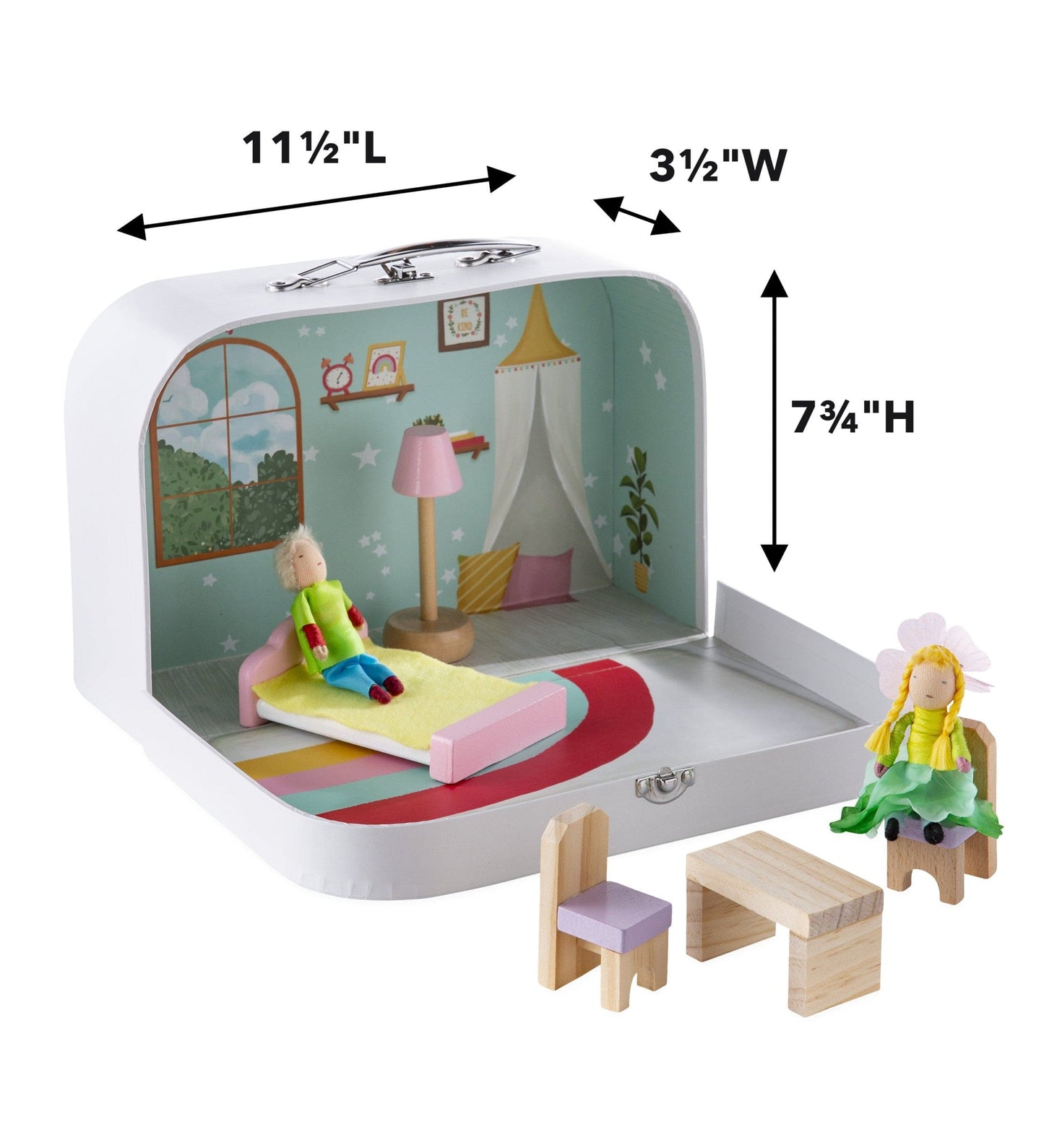 Rainbow Cottage Travel Dollhouse Set with Dolls and Furniture