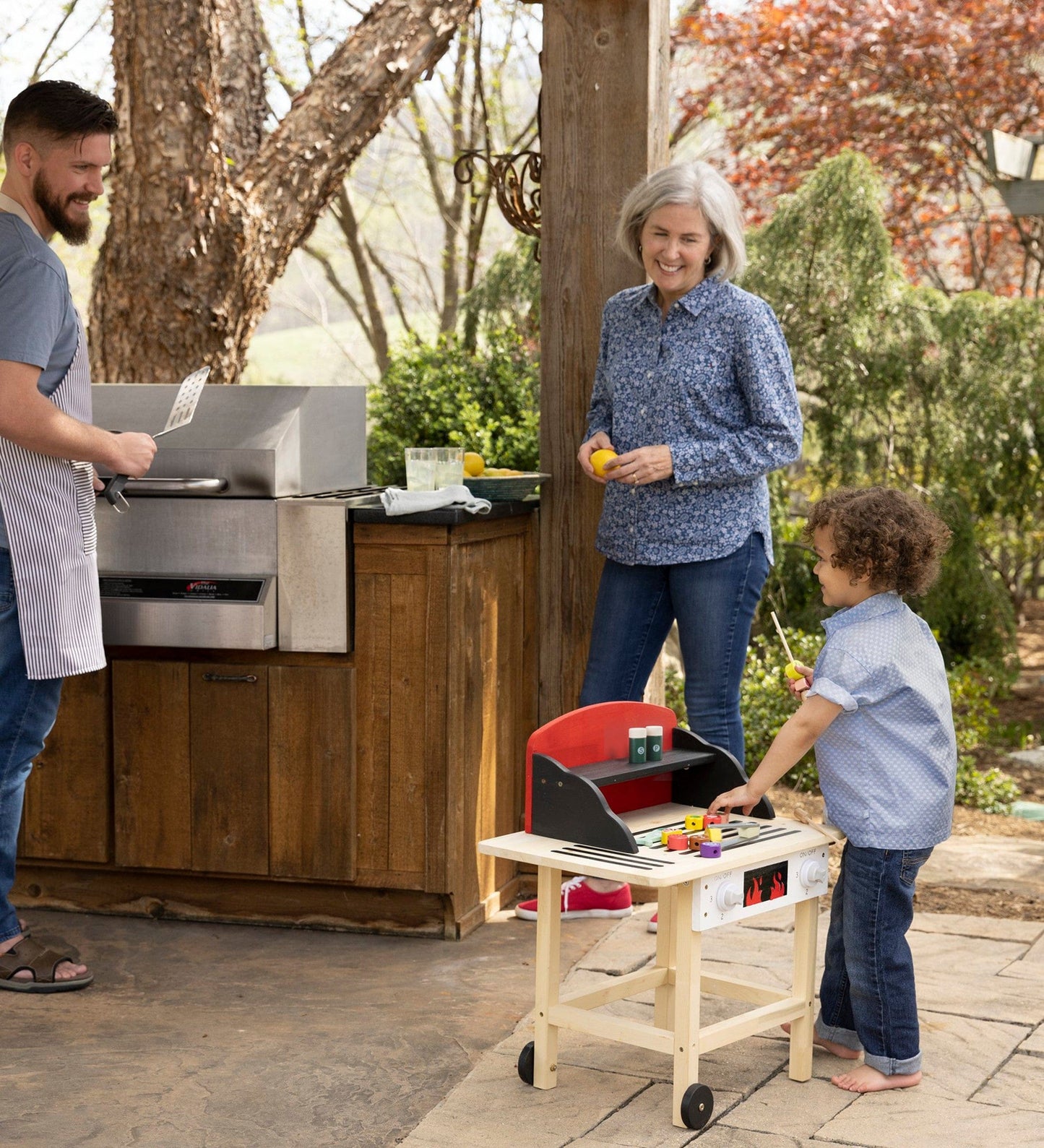 Jr. Grill Master's Wooden BBQ Grill Set with Accessories – Hearthsong