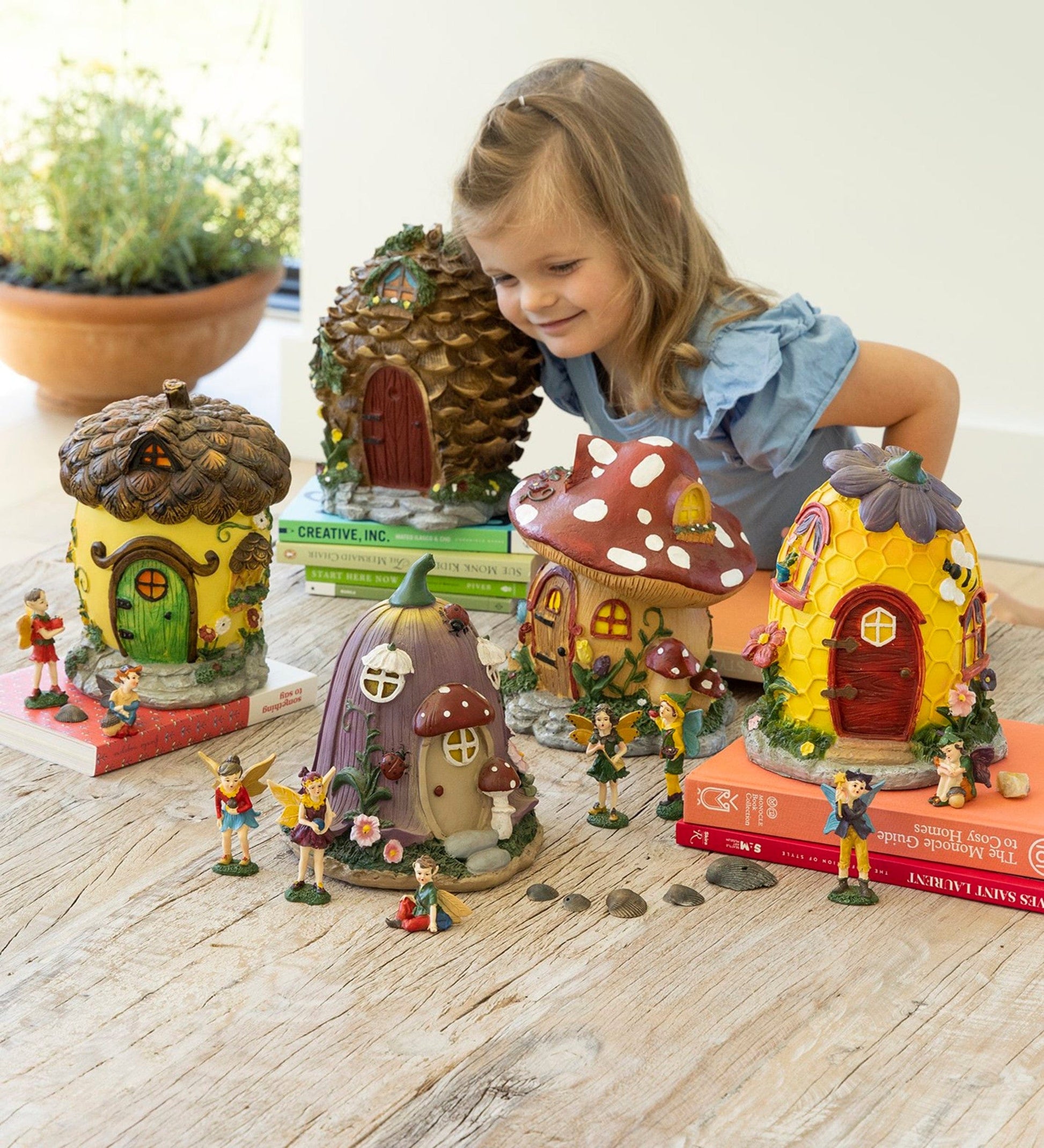 Fairy Village Set with 5 Houses and 10 Fairies