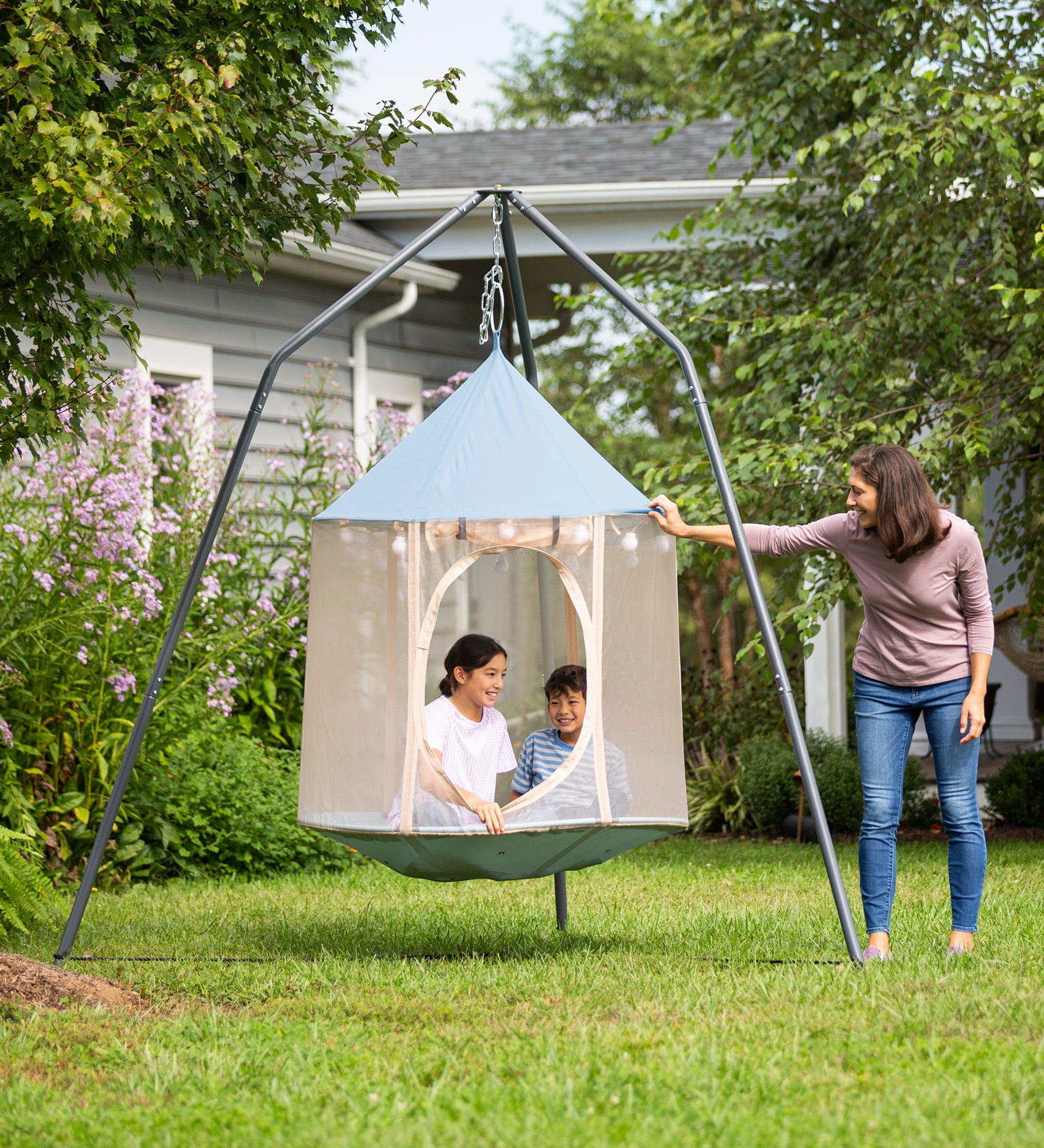 HugglePod Panorama HangOut Mesh Hanging Tent with Lights Hearthsong