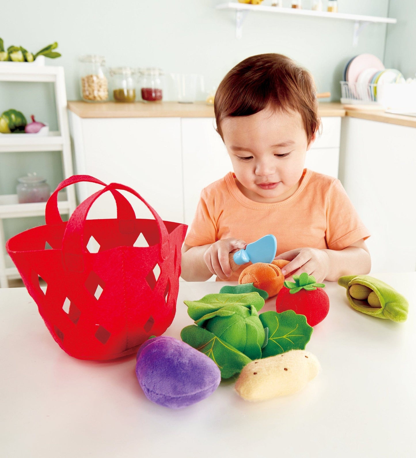 7-Piece Felt Fabric Pretend-Play Food Basket