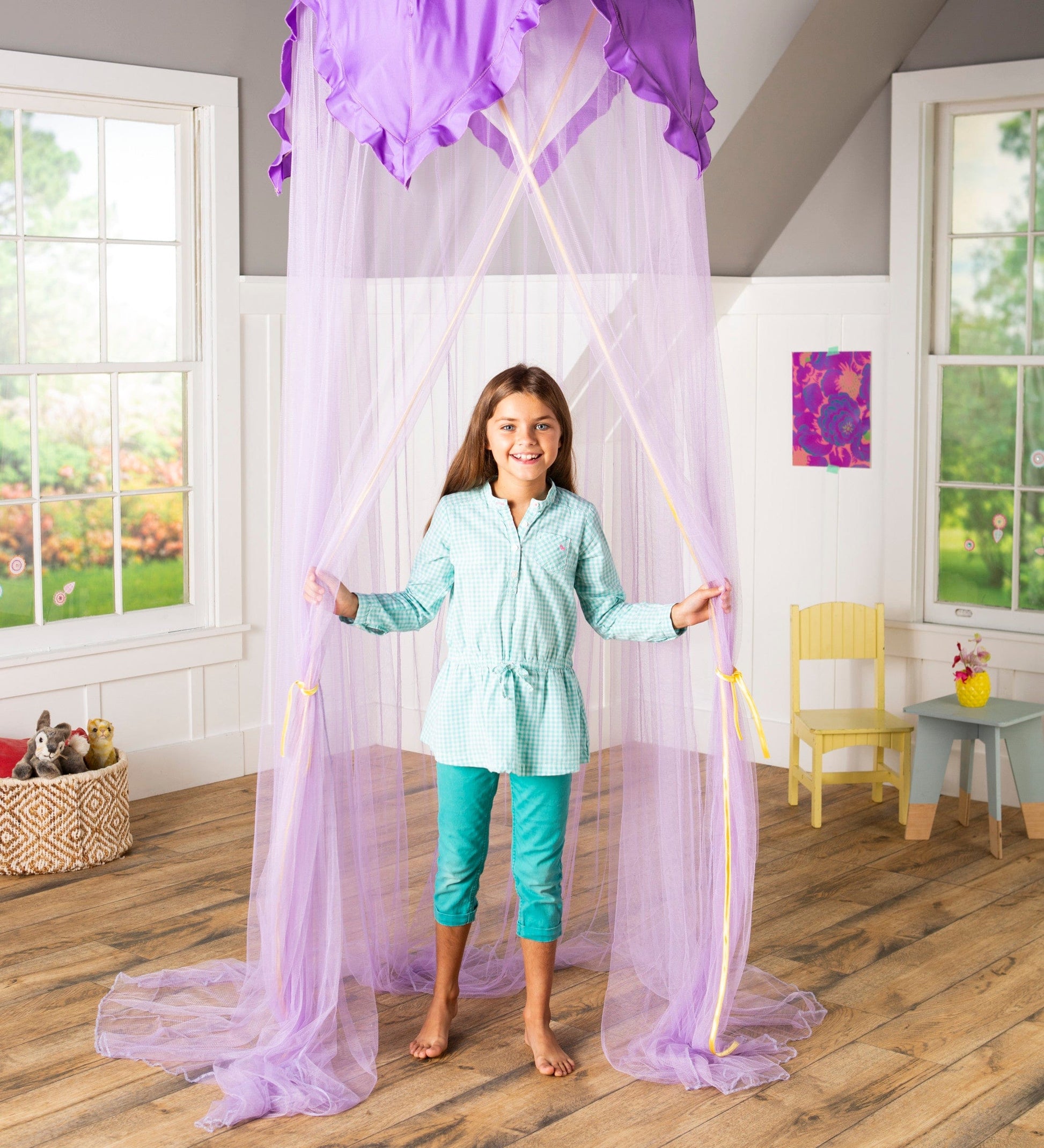 Purple Flower Petals Hanging Canopy and Play Space