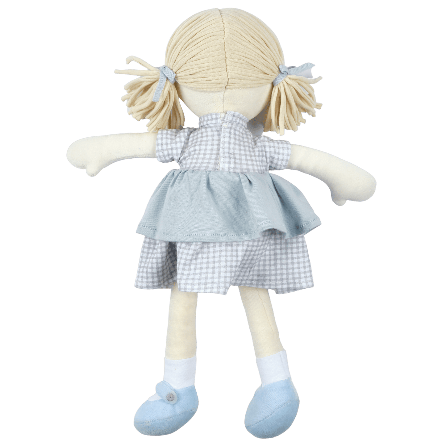 Neva-Blonde Hair With Grey Checkered Dress All Natural Fabrics
