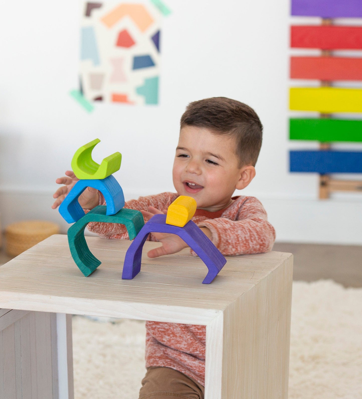 5-Piece Wooden Stackable Nesting Blocks Play Set