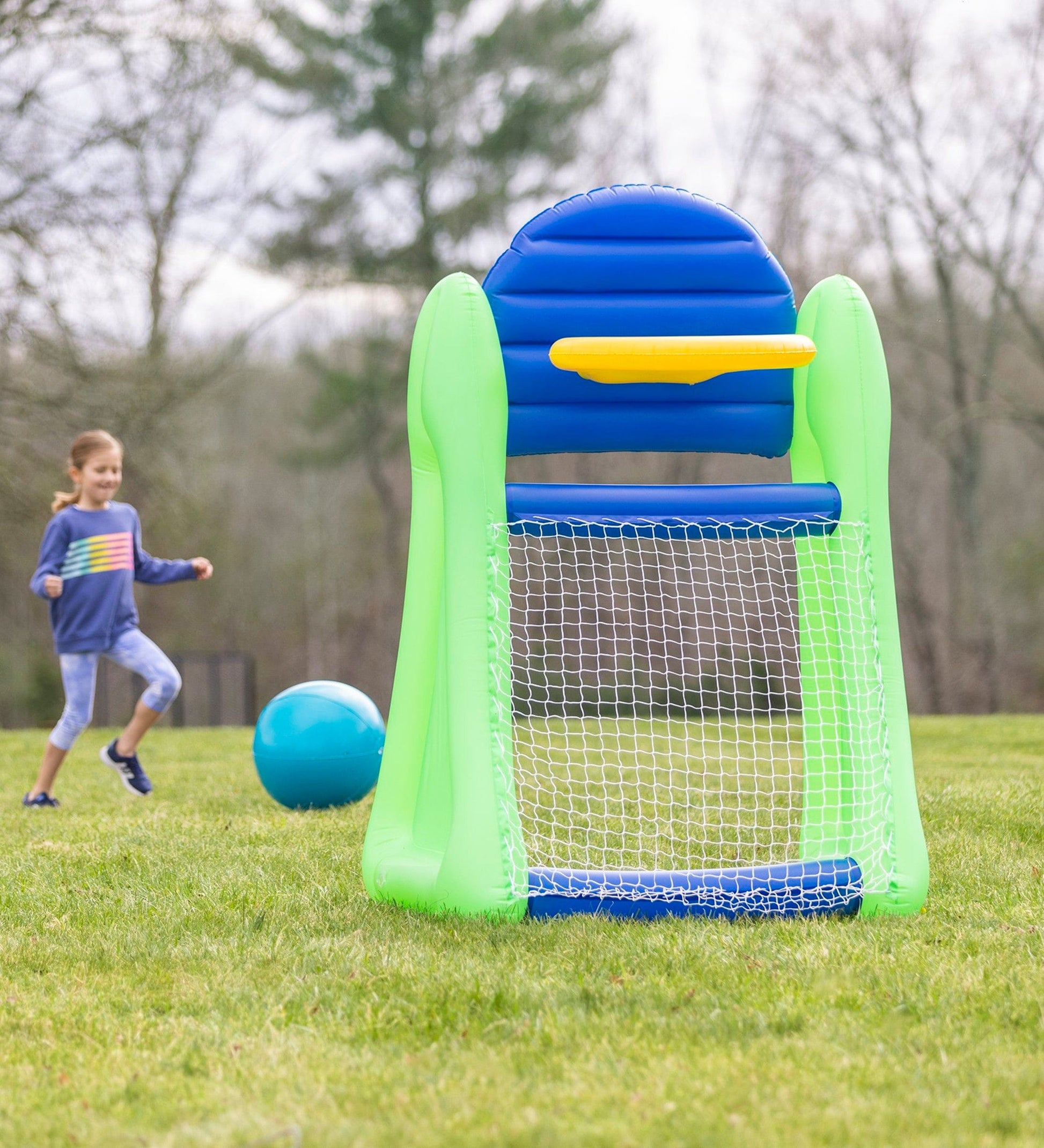 Giant Double-Sided Inflatable Aim 'n Score Basketball and Soccer Game