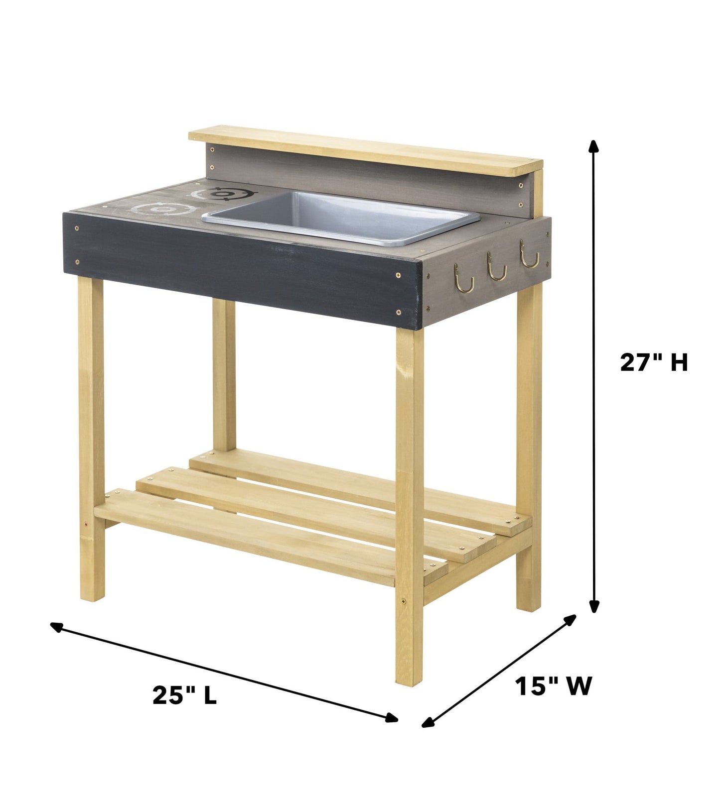 Jr. Chef's Wooden Mud Play Kitchen and Imagination Station with Metal Accessories