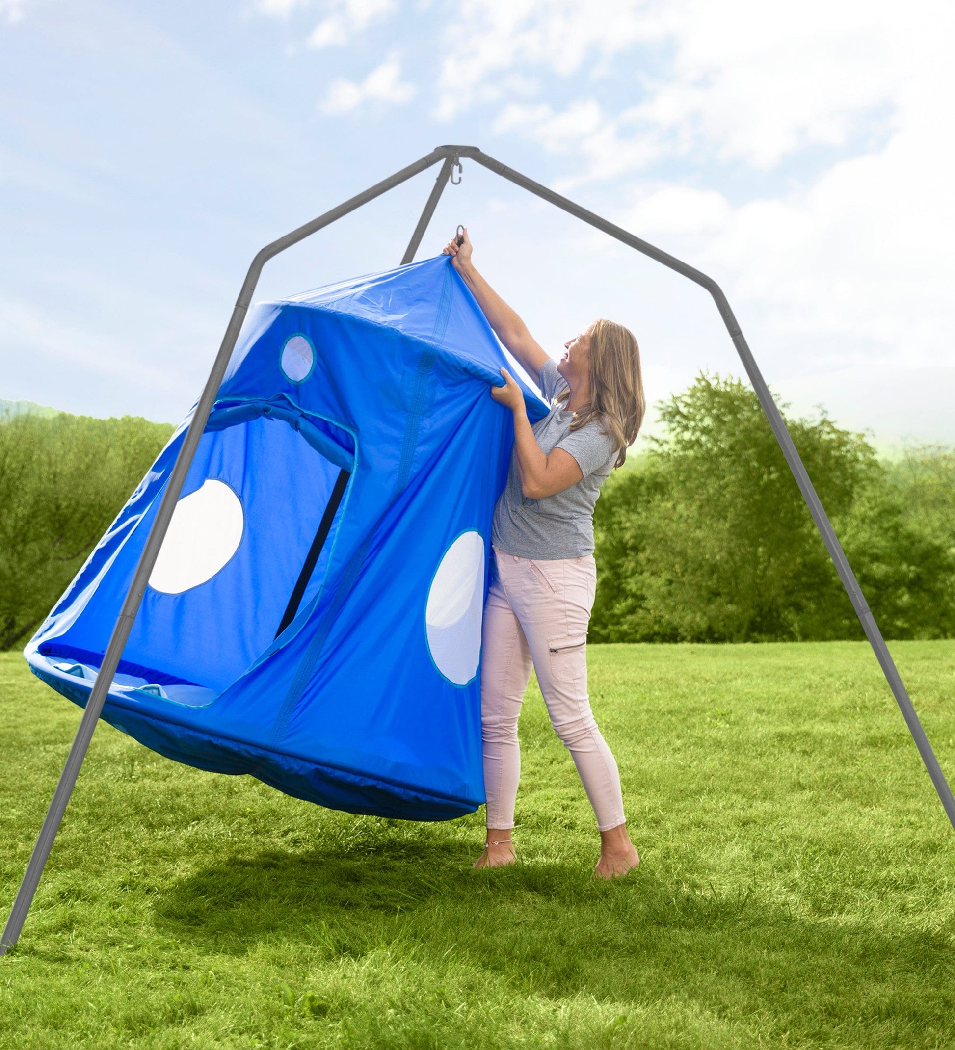 HugglePod HangOut Nylon Family Hanging Tent with Quilted Floor Mat and LED Lights