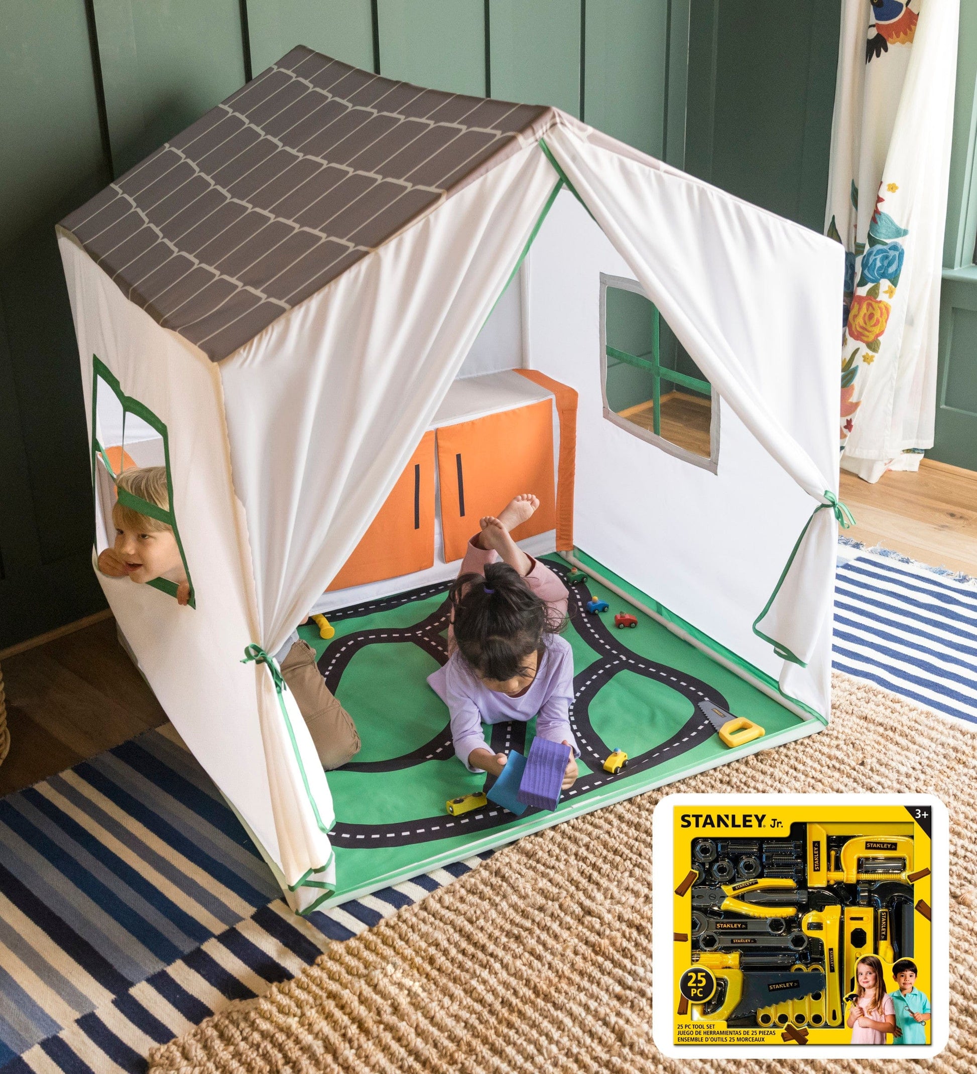 Workshop Playhouse Tent with 25-Piece Pretend-Play Tool Set