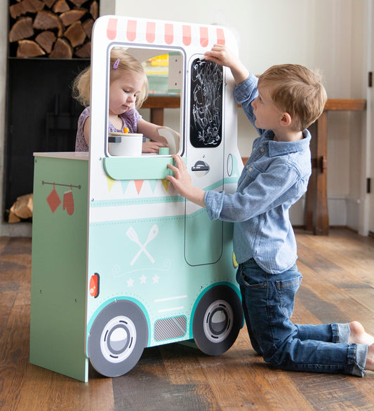 Orders Up Wooden Food Truck Kitchen with 12-Piece Wooden Culinary Play Set