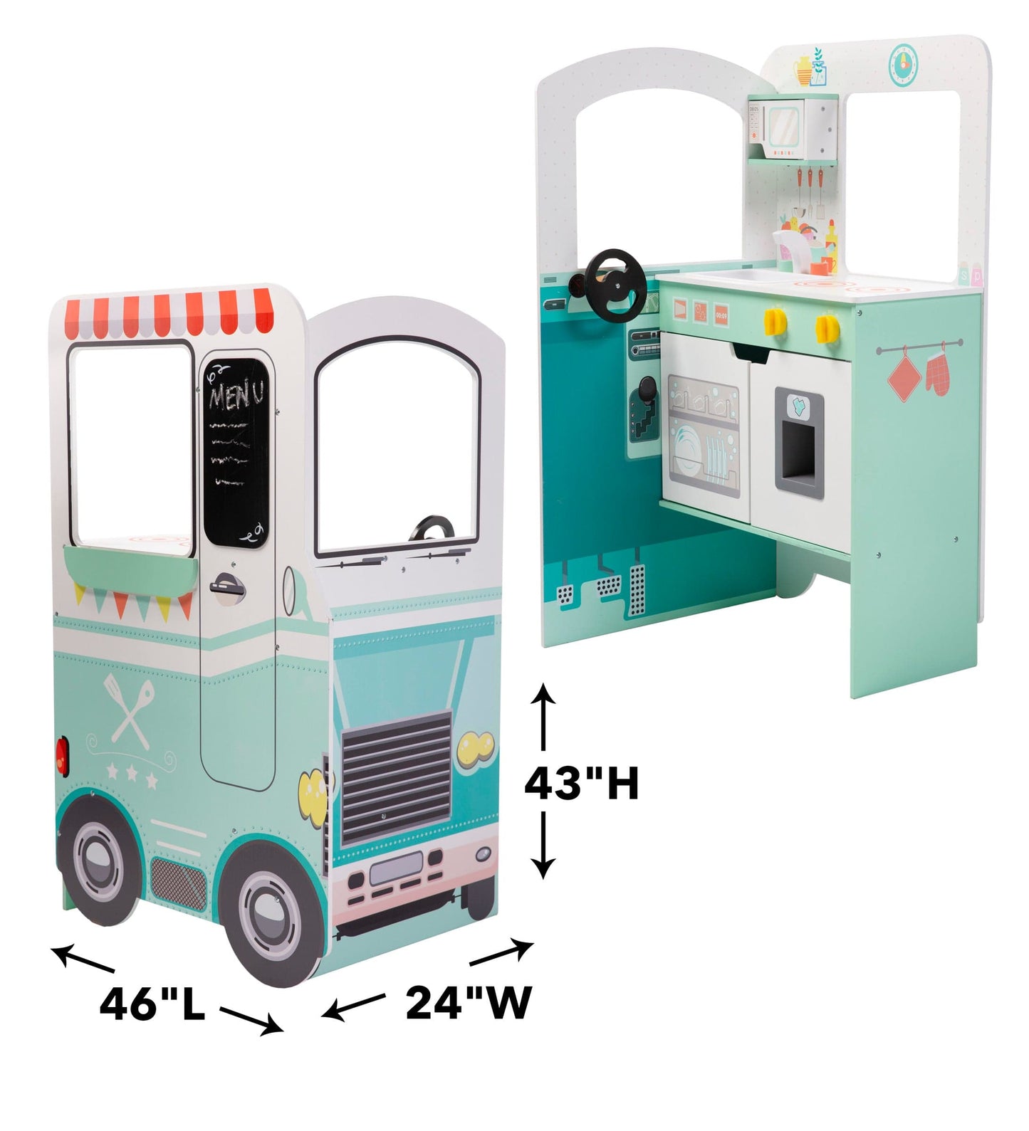 Orders Up Wooden Food Truck Kitchen with 12-Piece Wooden Culinary Play Set