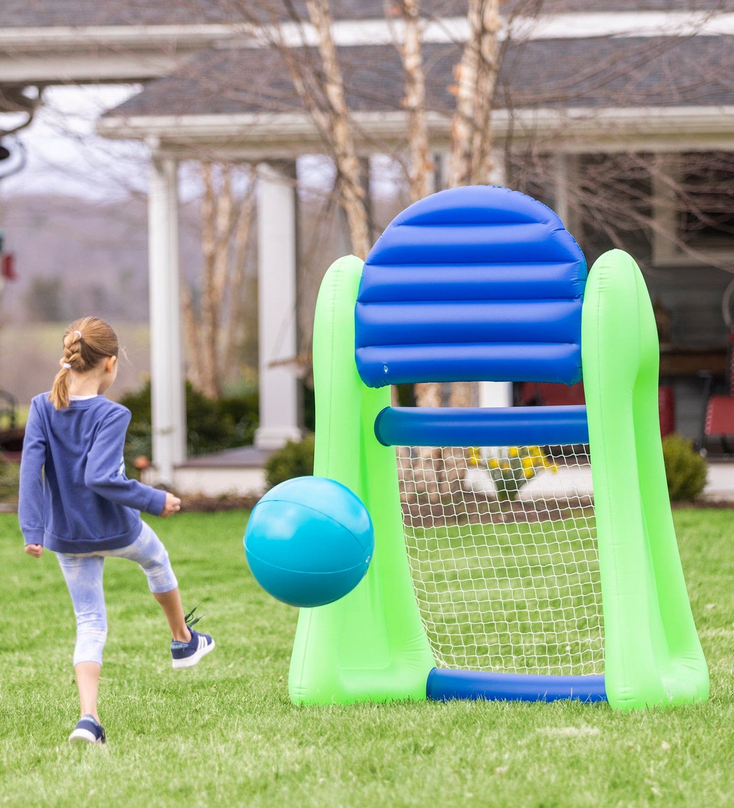 Giant Double-Sided Inflatable Aim 'n Score Basketball and Soccer Game