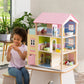 Wooden Dollhouse with Turntable and 35-Piece Furniture Set