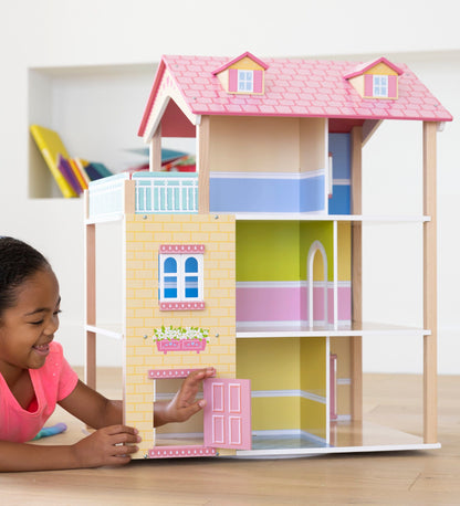 Wooden Dollhouse with Turntable