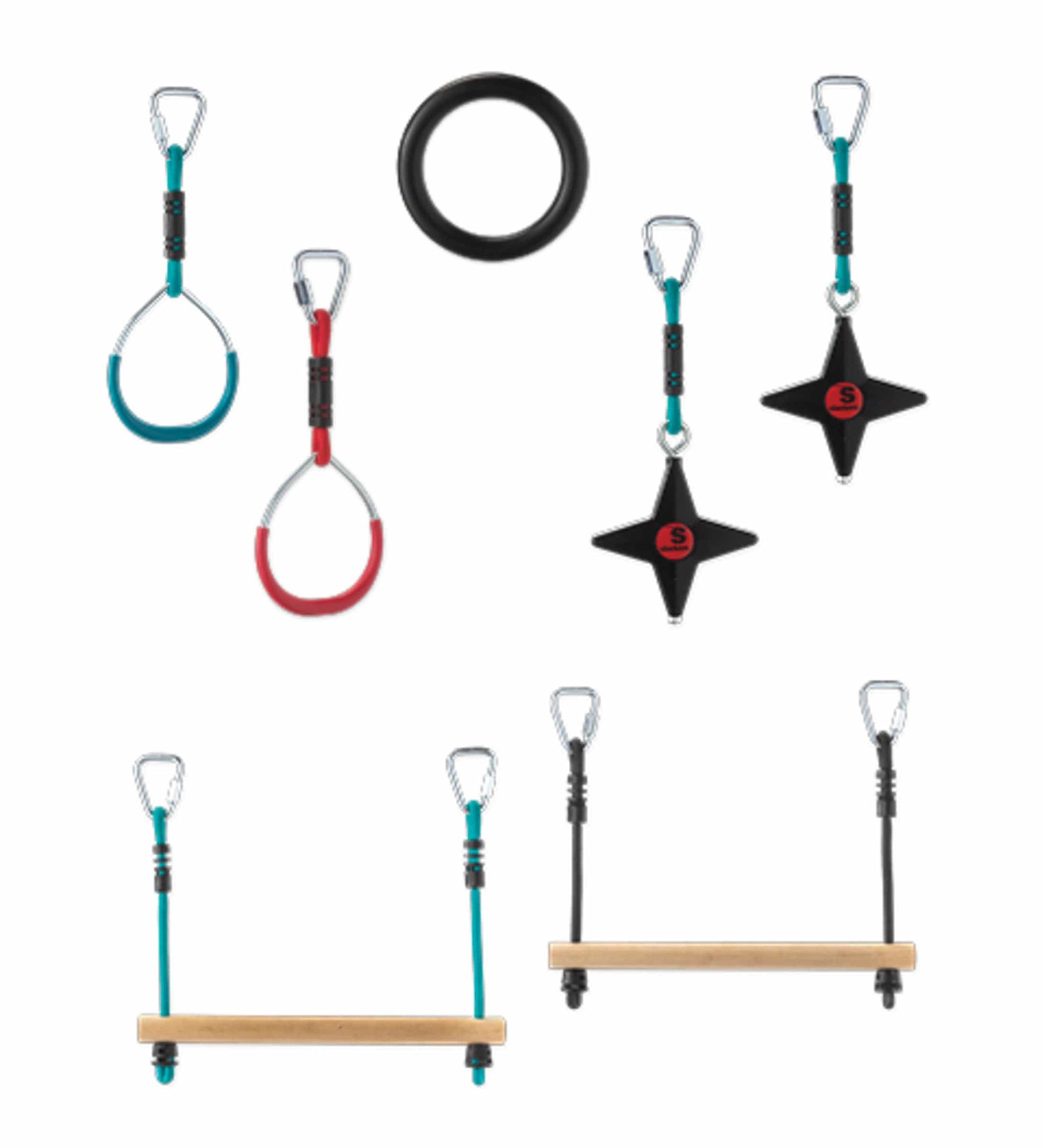 Ninjaline Ninja Star 7-Piece Hanging Obstacle Course Kit with Ninja Stars