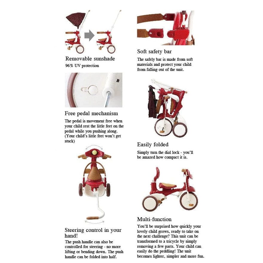 3-In-1 Foldable Tricycle With Canopy